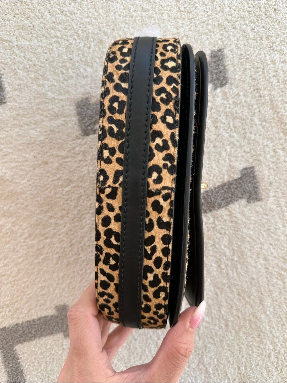 Michael Kors Leopard Print Crossbody in Tan and Black with Gold Lock